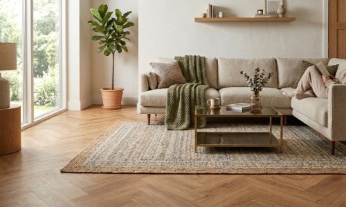 Aqua Caramel Oak Herringbone 5mm SPC.