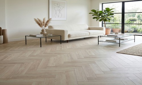 Aqua Deluxe Coastal Beige Herringbone SPC