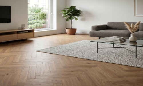 Aqua Deluxe Bourbon Oak Herringbone SPC