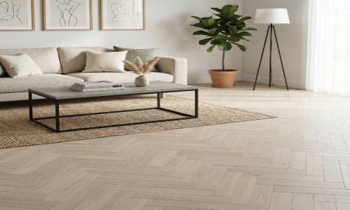 Aqua Deluxe Sanded Taupe Herringbone SPC