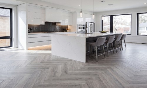 Aqua Deluxe Slatewood Grey Herringbone SPC