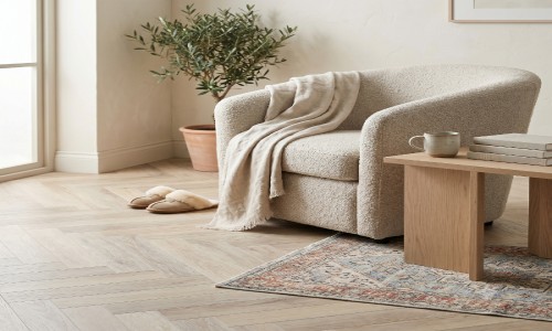 Aqua Deluxe Rustic Almond Herringbone 5mm SPC.