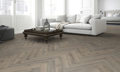 TerraForm Basque Driftwood Herringbone 12mm Laminate Flooring