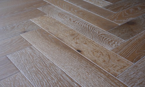 Smoked White Herringbone Engineered Wood Flooring