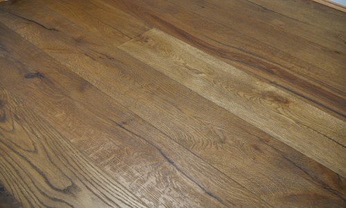 Antique Distressed Brushed Light Brown Engineered Wood Flooring