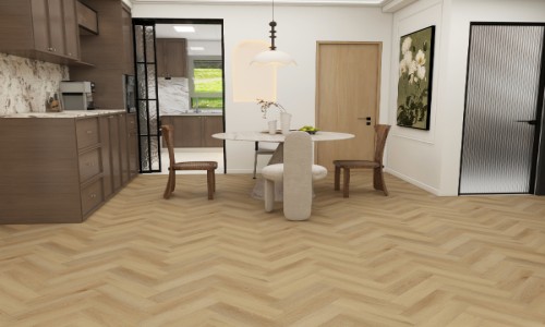 Opulenza Weathered Sand Herringbone LVT Flooring
