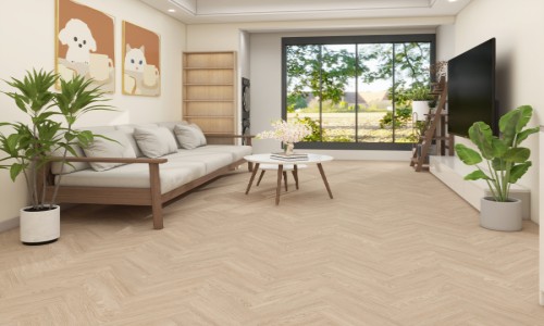 Opulenza Pale Elm Herringbone LVT Flooring