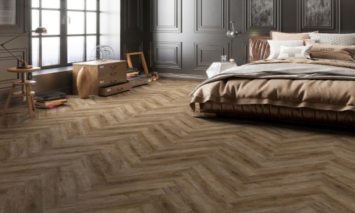 Smokey Bay Herringbone Studio Designs 2.5mm LVT Flooring